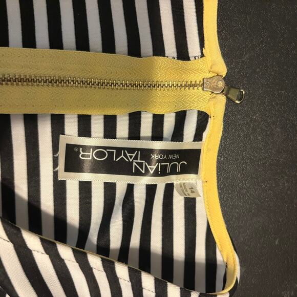 Julian Taylor Women Sleeveless Sheath Dress SZ 14 Striped Yellow Accent NO TIE - Picture 6 of 8